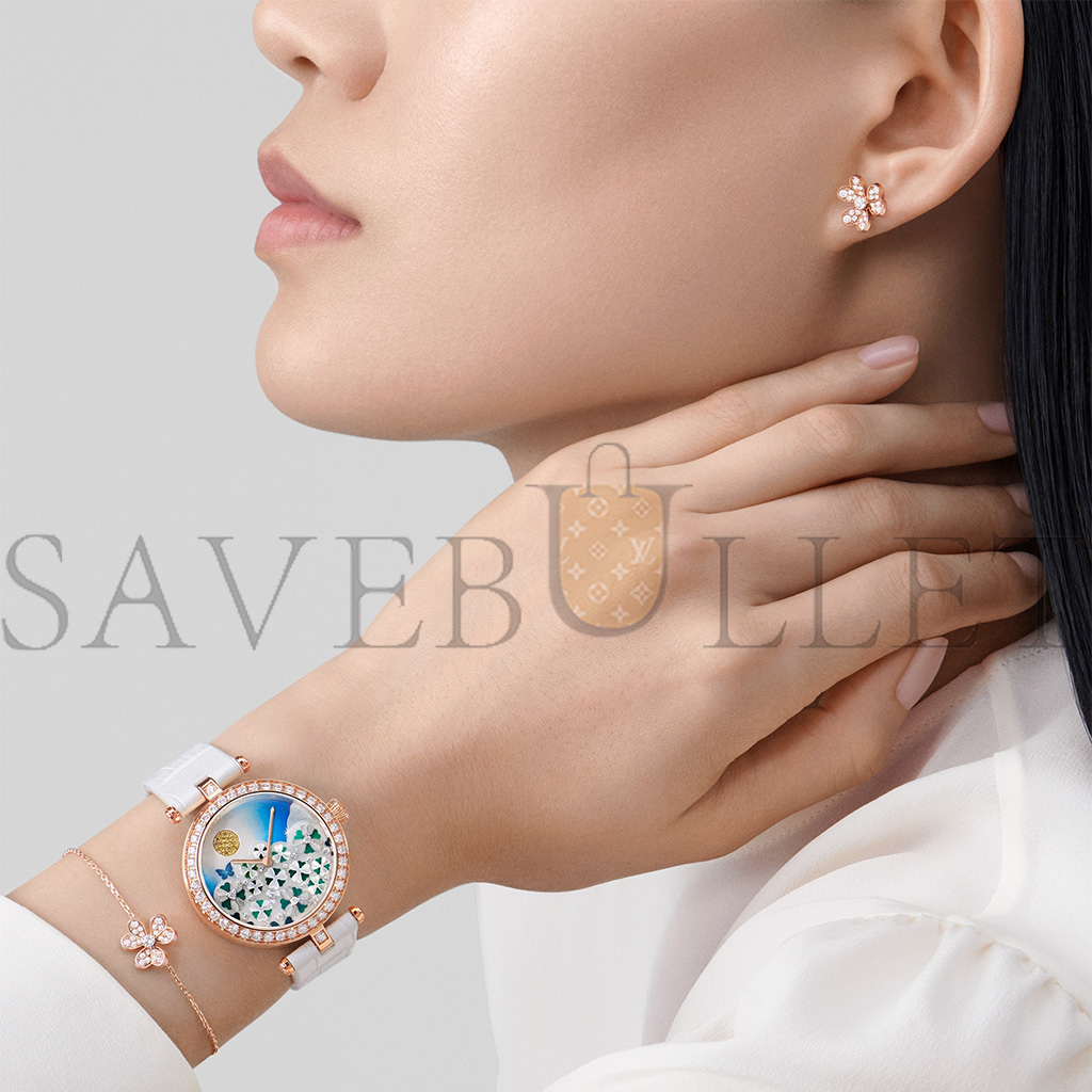 v*n cl*f arpels frivole earrings, mini model - rose gold, Di*m*nd vcarp7rj00